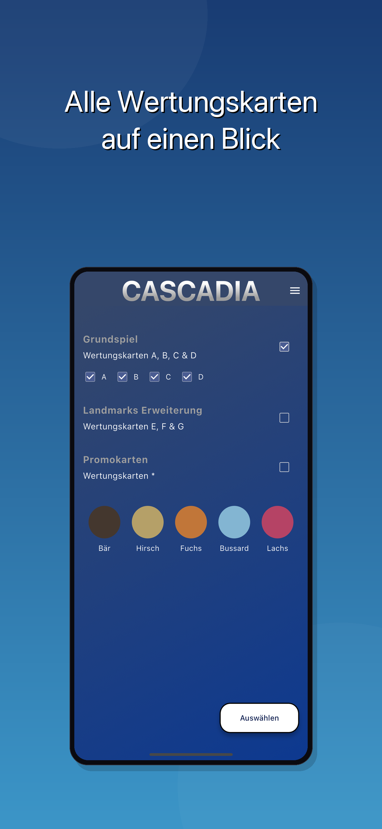 Kartenauswahl vor dem Würfeln